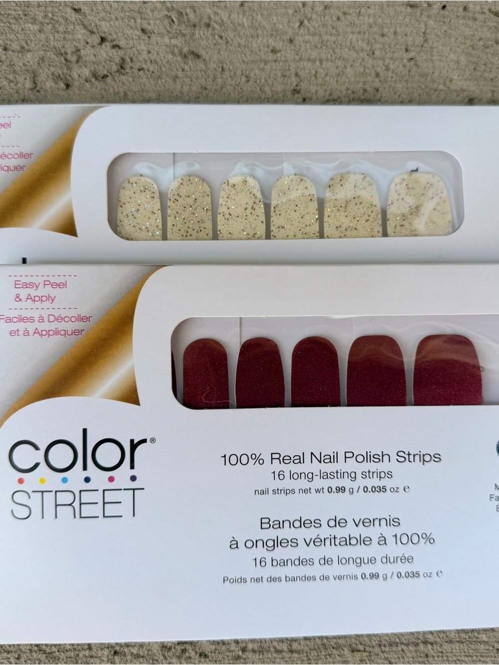 Color Street Glitter Cream & Wine Nail Polish Strips - NEW SEALED